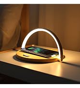 mooas Modern Simple Wireless Charging Nightlight (Wood), Max.15W Fast Wireless Charger, Touch Con...