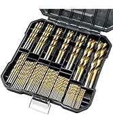 GMTOOLS 99 Pcs Drill Bit Set, 118° Tip Titanium Coated High Speed Steel, Twist Drill Bit Kit for ...