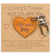 Alcarin Pocket Hug Keychain Card – Inspirational Heart Keychain Gift, “Life Is Tough But So Are Y...