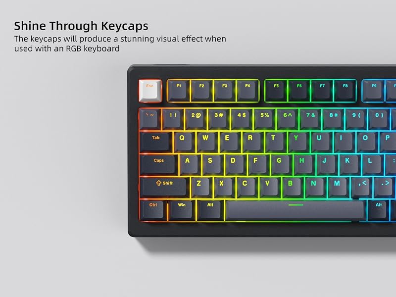 Shine Through Keycaps, PBT Keycaps 60 65 75 100 Percent Cherry Profile Custom Key caps Set