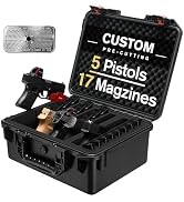 Pistol Gun Case for Multi Handguns - Hold Multiple Pistols & Magazines, Pre-cut Waterproof Hard S...