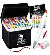 Aen Art Alcohol Brush Tip Markers, 80 Colors Dual Tip Art Marker Set with Carrying Case, Perfect ...