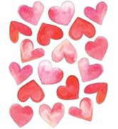 18 Pink & Rose Watercolor Heart Window Cling Sticker Decals. Reusable Double Sided Vinyl Decals f...