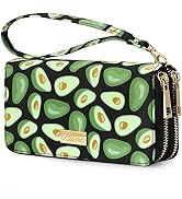 KAMO Wallet for Women Zip Around Phone Wallet Wristlet Travel Long Purse for Women Lady Girl