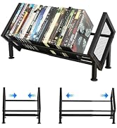PUTNATRURE DVD Blu ray Rack, Expandable Media Shelf Holds 36 DVD Cases, Compact Display Organizer...