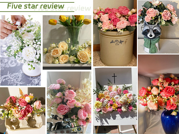 MARTINE MALL 4 Packs Peonies Artificial Flowers