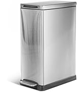 Home Zone Living 12 Gallon Slim Kitchen Trash Can with Soft Close Lid, Step Pedal, Bag Tuck Band,...