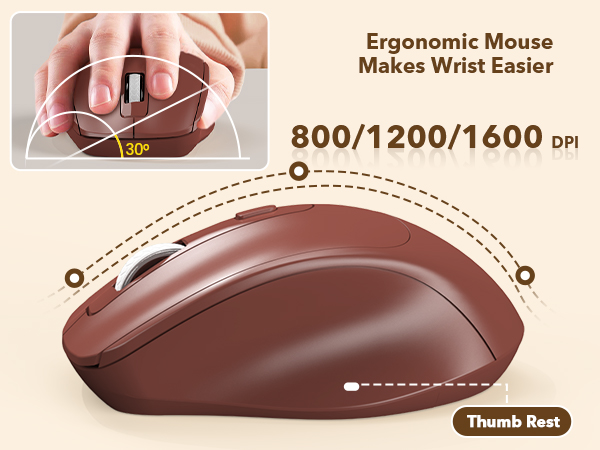 Ergonomic mouse fits your palm and moves smoothly & adjustable DPI settings (800/1200/1600)