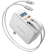 67W Retractable Wall Charger, Retractable USB C Charger Wall Plug with Digital Display, GaN Fast ...