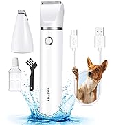 Casfuy Cordless Dog Paw Trimmer - Low Noise Dog Clippers with Double Blades USB Rechargeable Groo...