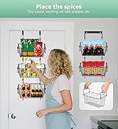 Ziroland Over The Door Organizer – 5 Removable Hanging Baskets, Back of Door Storage for Bathroom...