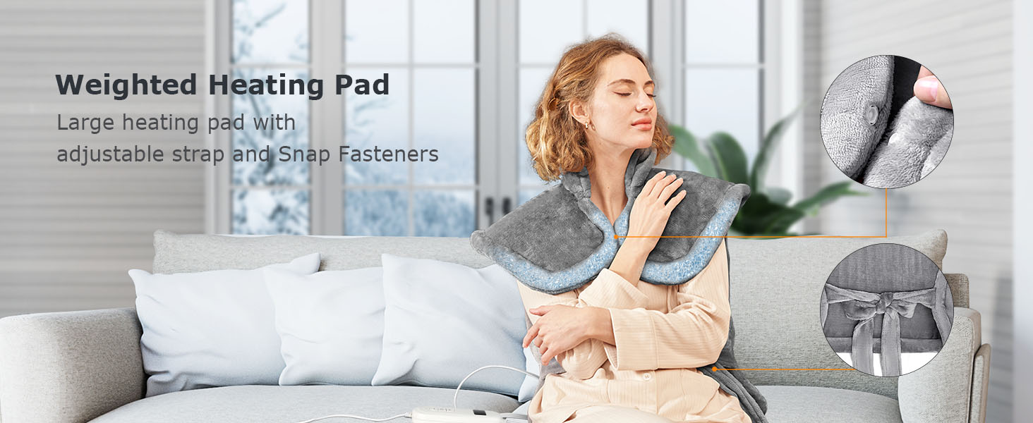 a woman sitting on a couch with her arm around her neck.