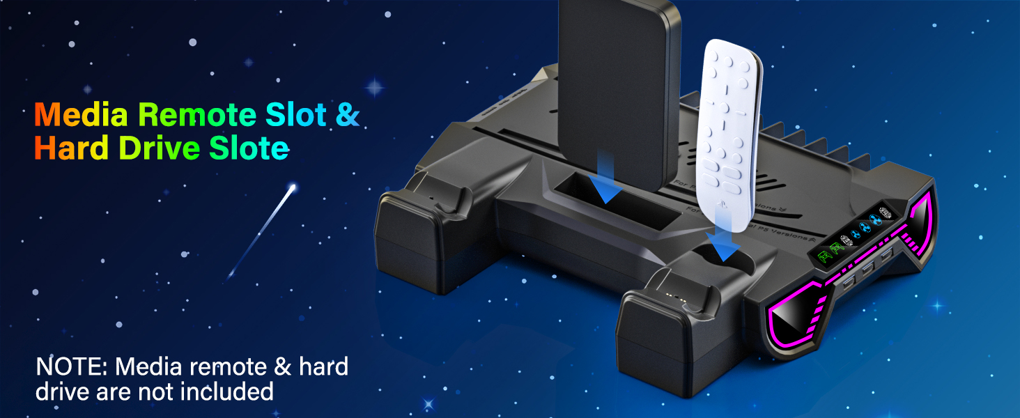 ps5 stand with controller charger and cooling fan