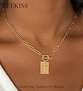 Freekiss Cross Necklaces for Women: 14K Gold/Sterling Silver Plated Trendy Chunky Cross Pendant N...