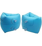 Inflatable Arm Floaties for Toddlers, Blow up Water Wings for Kids, Blue Swimming Arm Bands Float...