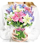 Airpark Pop Up Flower Cards, 3D Paper Flowers Bouquet Birthday Card 12’‘ with Blank Note and Enve...