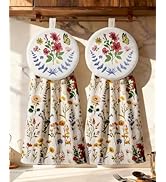 Miss Adola Cotton Hanging Hand Towels - 2pcs Hand Drying Towels for Kitchen Bathroom with Hanging...