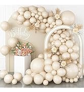 White Sand Balloons, 113Pcs Different Sizes Cream Beige Balloon Garland Arch Kit 18/12/10/5 Inch,...
