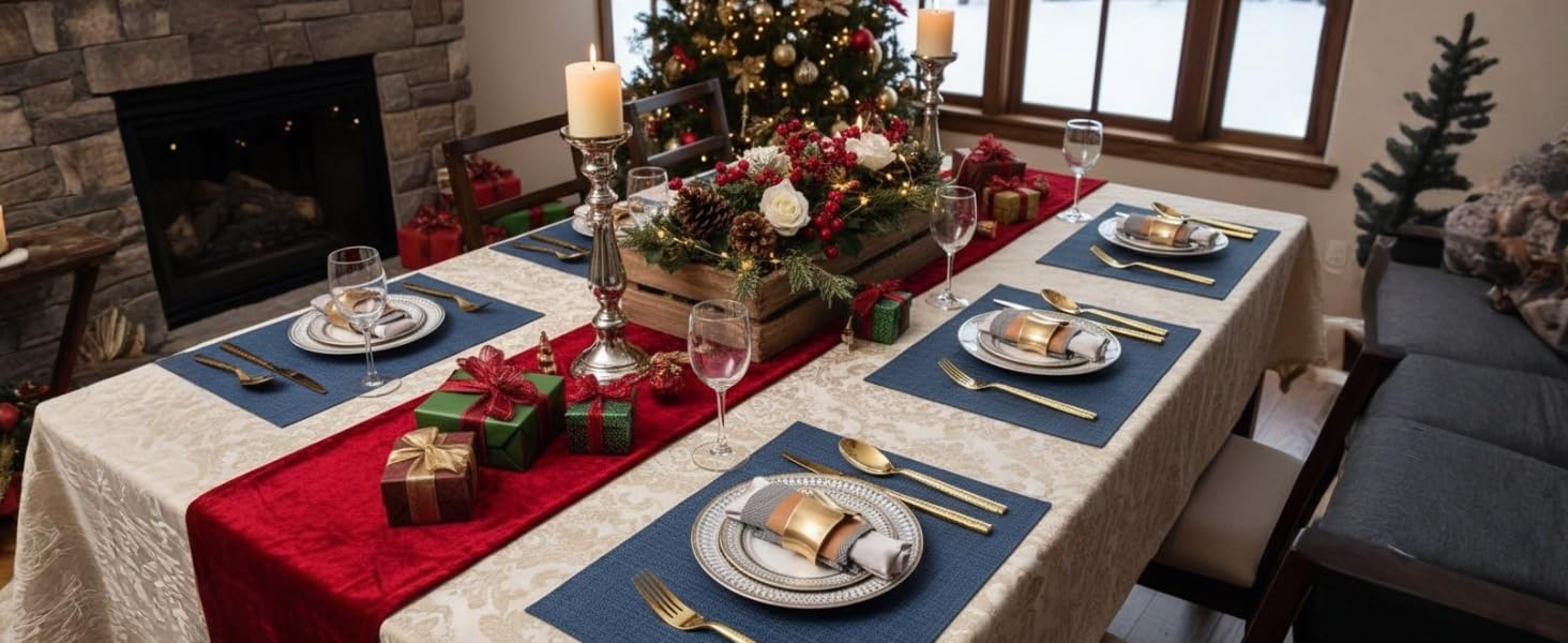 blue placemats