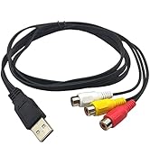 Halokny USB to 3RCA Cable, 5 Feet/1.5m USB 2.0 Male to 3 RCA Female Jack Splitter Audio Video AV ...