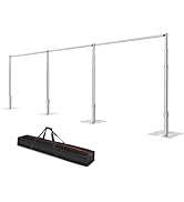 Qoolfoto Pipe and Drape Backdrop Stand, 8.9x30ft Heavy Duty Adjustable Background Frame with Meta...