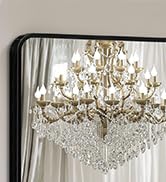 Black Metal Framed Bathroom Mirror,Vanity Mirror for Wall for Over Sink Rounded Rectangle,Large/S...