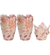 HARFINGTON Tulip Cupcake Liners Greaseproof Baking Cups Paper Wrappers Holders for Parties Weddin...