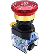 mxuteuk 22mm Metal Latching Emergency Stop Push Button Switch e Stop Button Emergency Shut Off Sw...