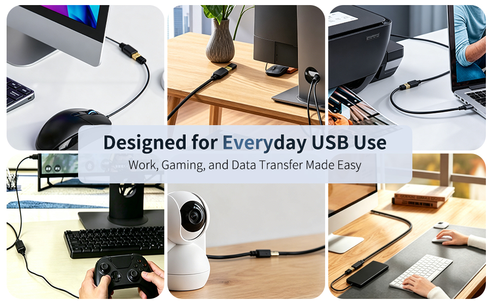 USB Extension Cable, for Office, Gaming & Devices like Keyboard, Mouse, Printer