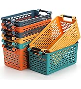 Yesland 8 Pack Plastic Storage Basket for Shelves, 12 x 6 x 5 Inches Basket Organizer Bin with Ha...