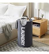 TECHMILLY 82L Large Laundry Basket with Padded Handles, Collapsible Dirty Clothes Hamper, Washing...