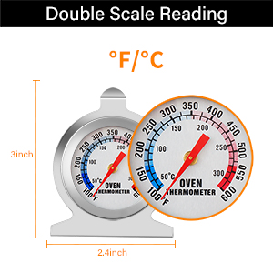 Fahrenheit and Celsius degree Reading from 100 to 600°F 50 to 300°C measure food proper temperature