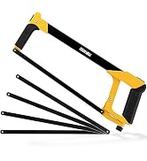 DOWELL Hand Saw 12-inch Hacksaw Frame Heavy Duty Adjustable 45/90 Angle Hacksaw with 5 Replaceabl...