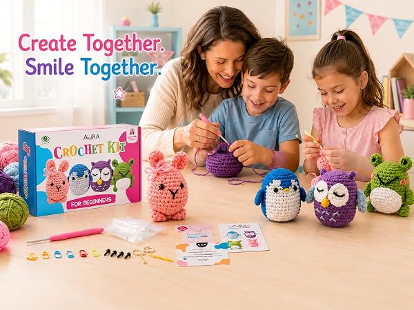 make your own little friends crochet kit for beginners kids 4 pack animal