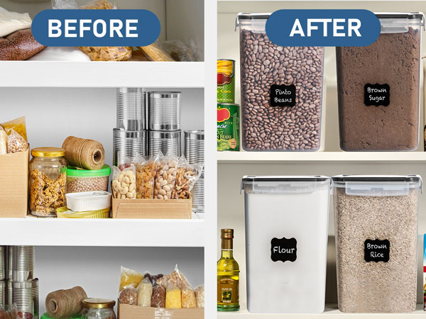 Pantry containers air tight food storage container, rice container 20 lbs, flour storage containers