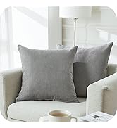 Top Finel Chenille Throw Pillow Covers, 18x18 Gray Set of 2, Softest Accent Case for Pillows, Dec...