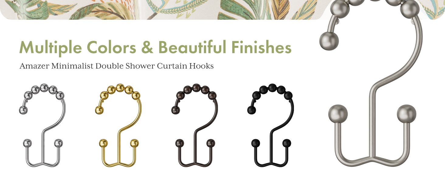 Amazer Double Shower Curtain Hooks