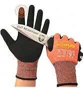 TitanFlex ANSI A5 Cut Resistant Work Gloves, Sandy Nitrile Anti-Slip Grip, 3D Comfort Fit, Breath...