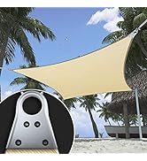 ShadeMart 8' x 12' Beige Rectangle Super Ring Sun Shade Sail Canopy Awning SMTAWR0812,Commerical ...