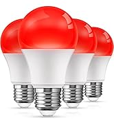 L LOHAS LED Red Light Bulbs Outdoor, Dusk to Dawn Sensor A19 Porch Lights 40W Equivalent, 6W Colo...