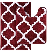 Olanly Bathroom Rugs Set 2 Piece Microfiber Bath Shower Mat and U-Shaped Toilet Rug, Machine Wash...