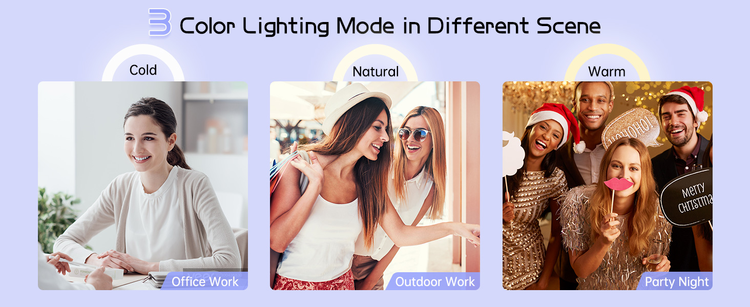 Travel Led Makeup Mirror with 3 Color Lights, Easy to Meet Various Makeup Needs