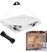 8x10 FT Clear Tarp Heavy Duty Waterproof for Patio Winterizing - 5 mil Anti-Tear Snowproof & Wind...