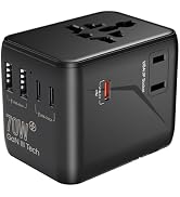 Universal Travel Adapter International Plug - 70W European Travel Plug Adapter Worldwide US AUS E...