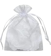 YunKo 50pcs Organza Bags 6x9 Inches Drawstring Jewelry Gift Mesh Bags Fruit Protection Bags White...