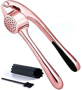 Premium Garlic Press, Garlic Mincer Set of 3 with Silicone Roller Peeler & Cleaning Brush - Rose ...
