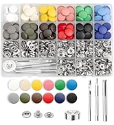GTAAOY 120 Set Snap Fasteners Kit, 15mm Nylon Button Snaps Press Studs with 4 Setter Tools, 12 Co...
