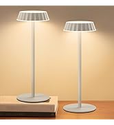 EppieBasic 2 Sets Rechargeable Table Lamps: Cordless LED Lamp with 5000mAh Battery, 3-Color Dimma...