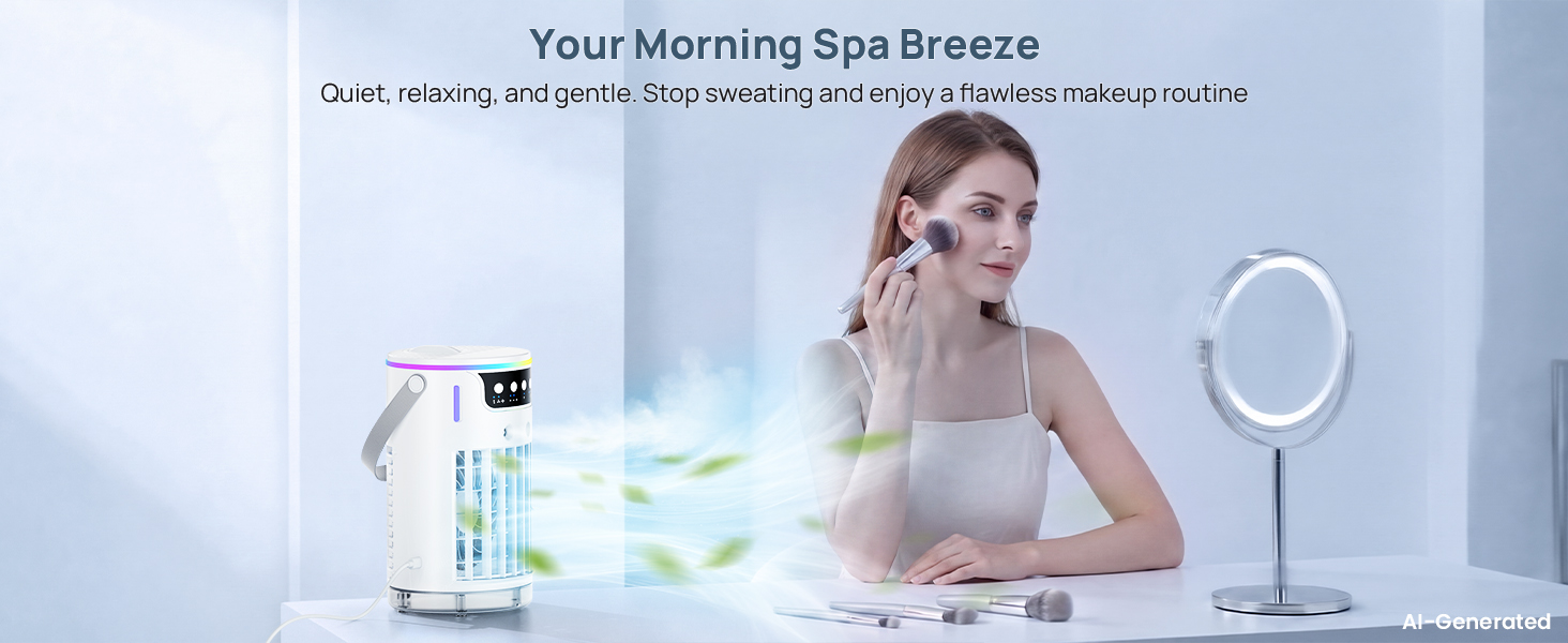 quiet vanity personal ac fan delivers a gentle breeze for perfect daily makeup
