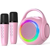 Hockvill Mini Karaoke Machine for Kids with 2 Microphones, Bluetooth Toddler Karaoke Toy with LED...